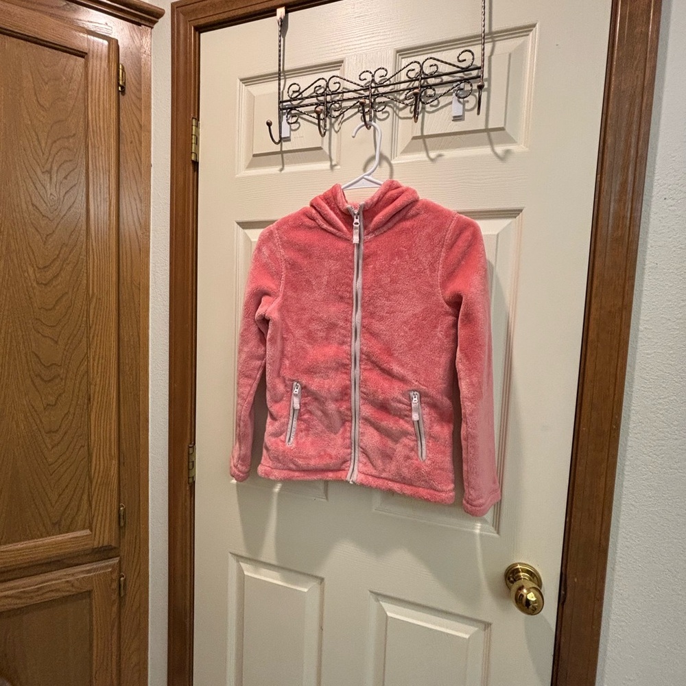 Lands' End Coral Fleece Hoodie Kid Girl Size 10 Large